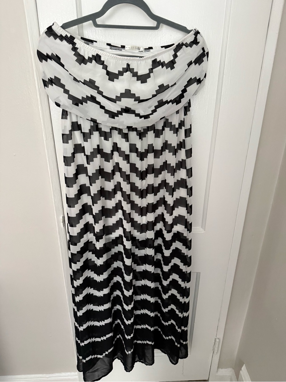 Must Have Black and White Chevron Strapless Maxi Dress